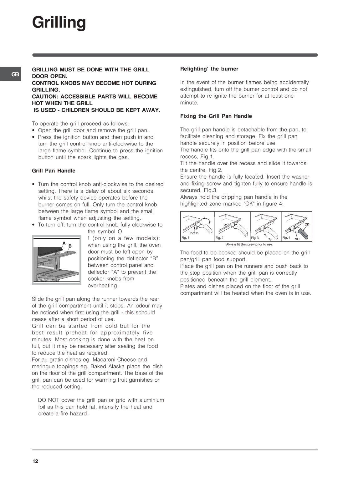 Indesit KD3G21SL/IR, KD3G2SL/IR operating instructions Grilling 