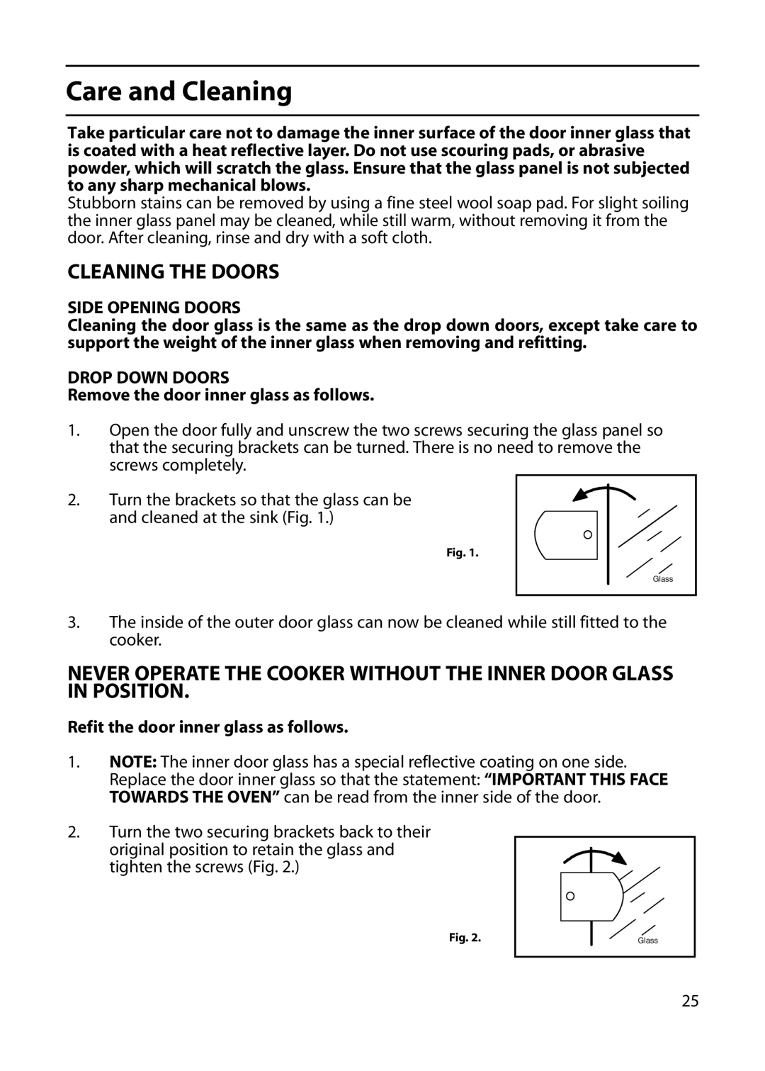 Indesit KD643G, KD641G, KD640G manual Side Opening Doors, Drop Down Doors 