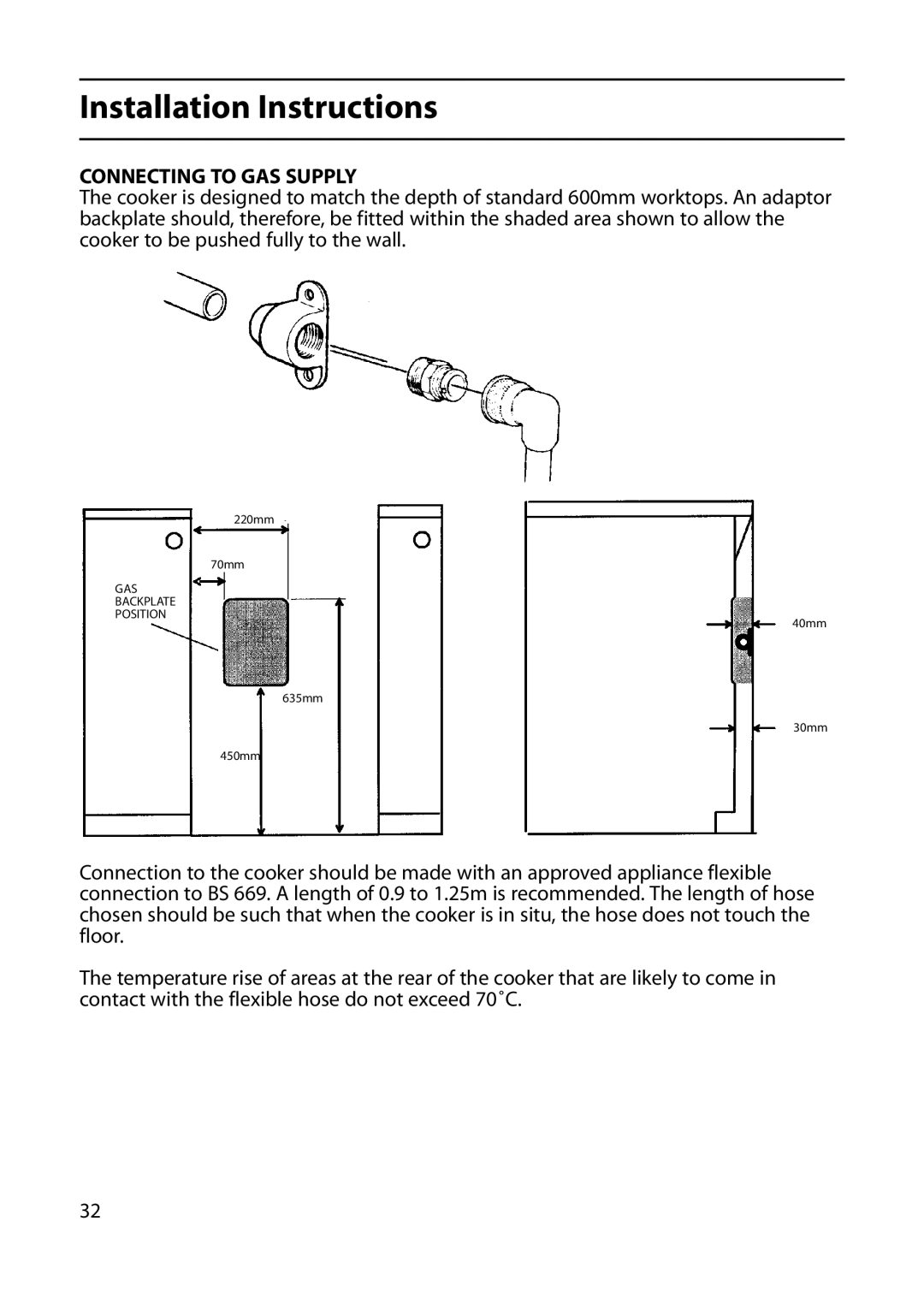 Indesit KD640G, KD641G, KD643G manual Connecting to GAS Supply 