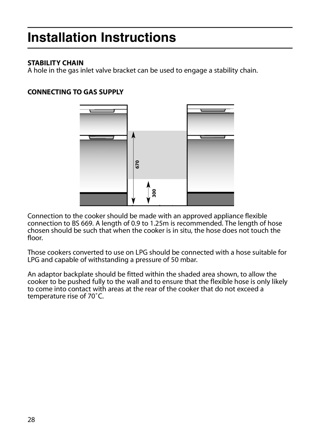 Indesit KD6G25M, KD6G25W manual Stability Chain, Connecting to GAS Supply 