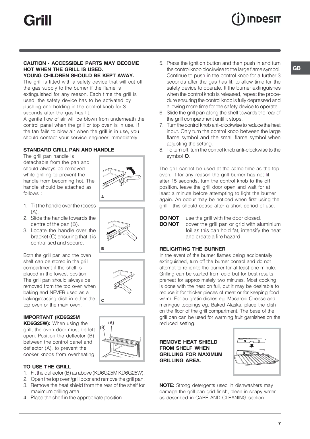 Indesit KD6G25SWIR, KD6G25SAIR, KD6G25SXIR installation instructions Grill 