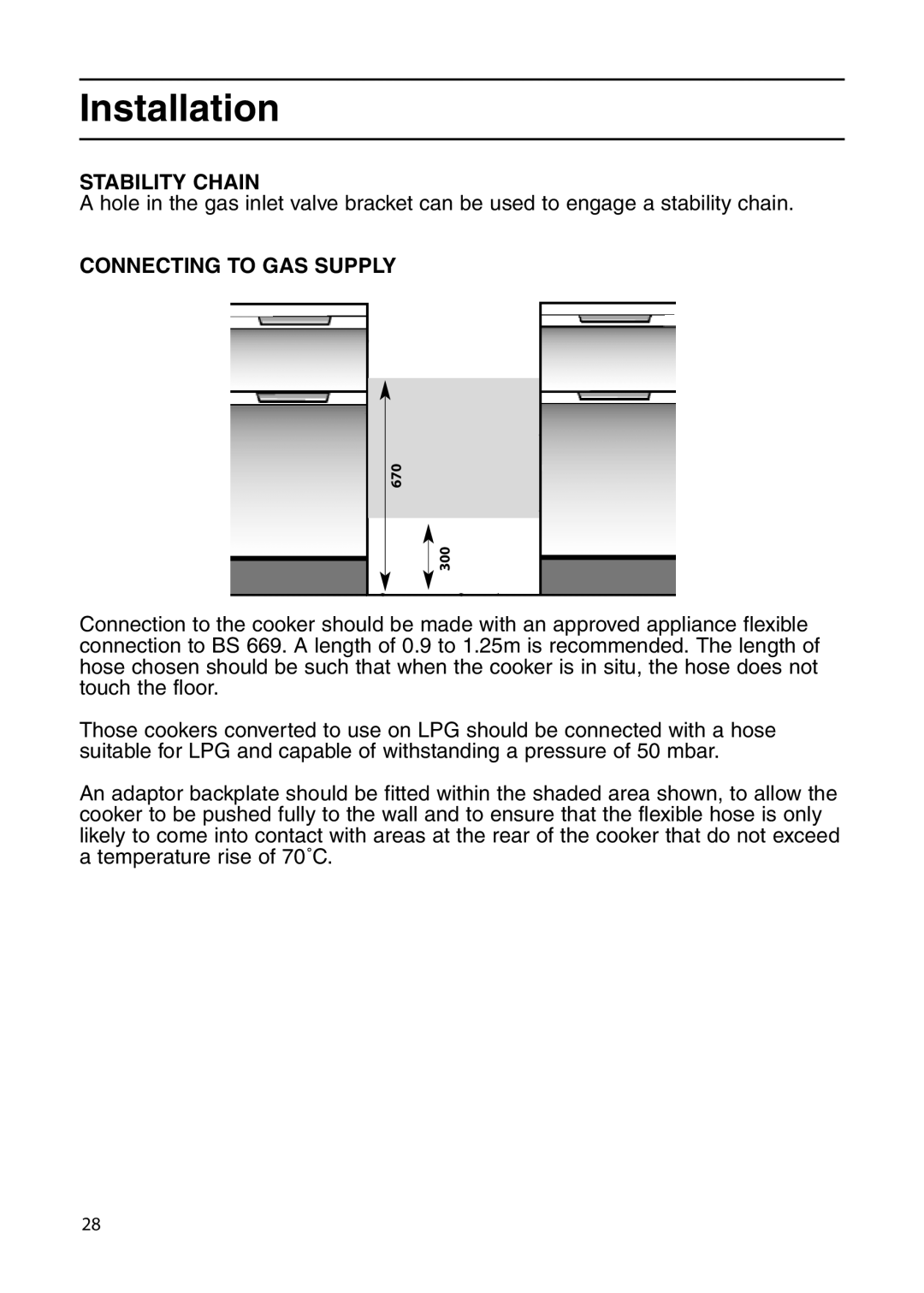 Indesit KD6G25X, KDP60G manual Stability Chain, Connecting to GAS Supply 