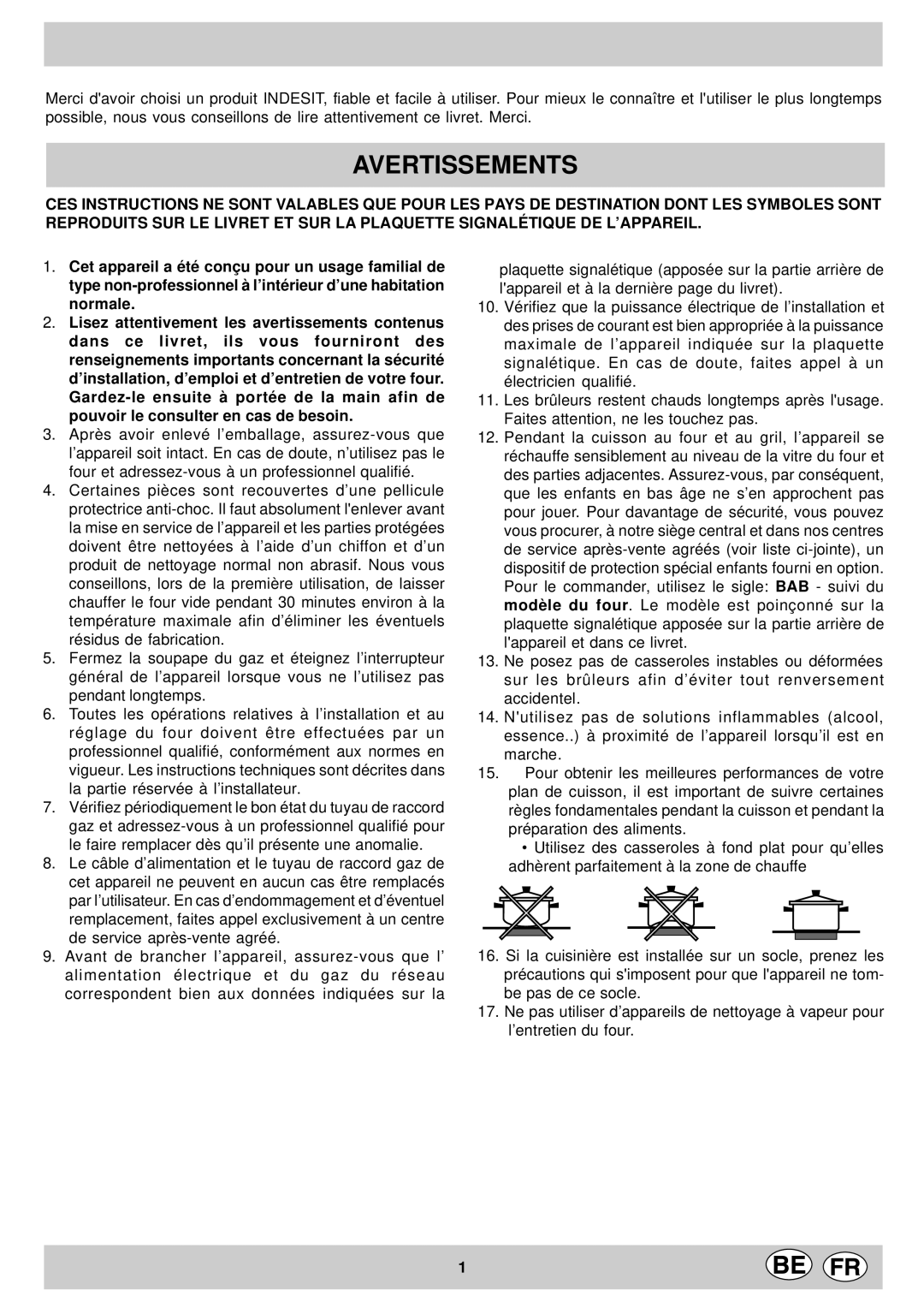 Indesit KP 9507 EB, KP 958 MS.B manual Avertissements 