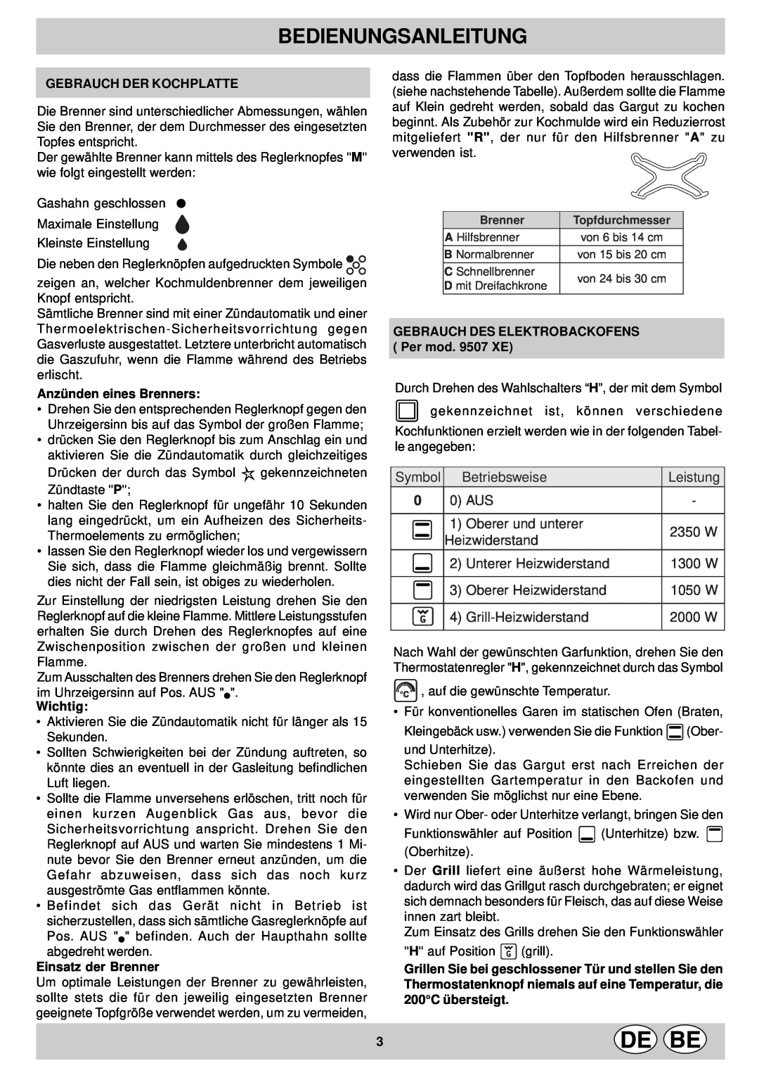 Indesit KP 958 MS.B, KP 9507 EB manual Bedienungsanleitung 