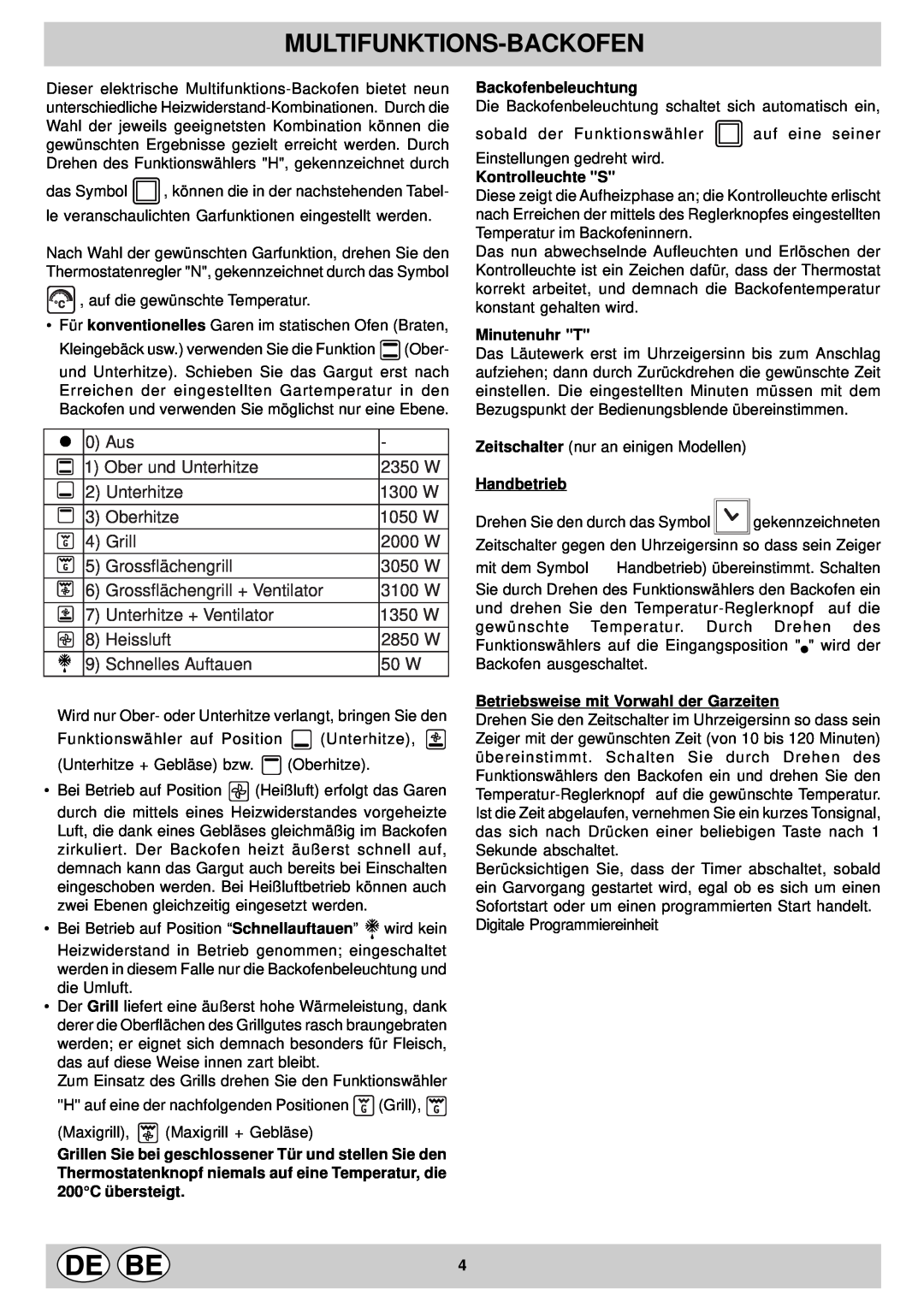 Indesit KP 9507 EB, KP 958 MS.B manual Multifunktions-Backofen 
