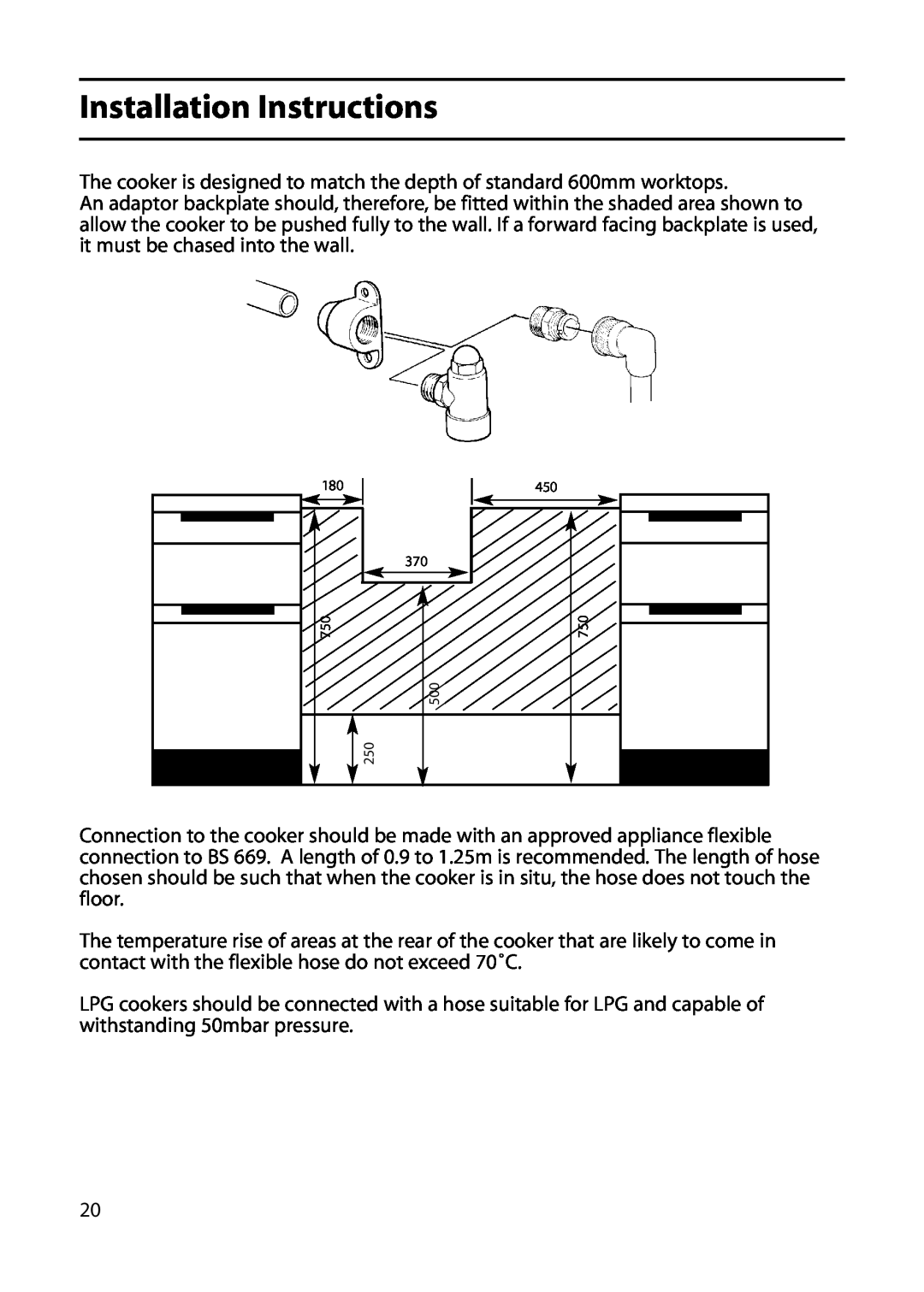 Indesit KP100IX manual Installation Instructions, The cooker is designed to match the depth of standard 600mm worktops 