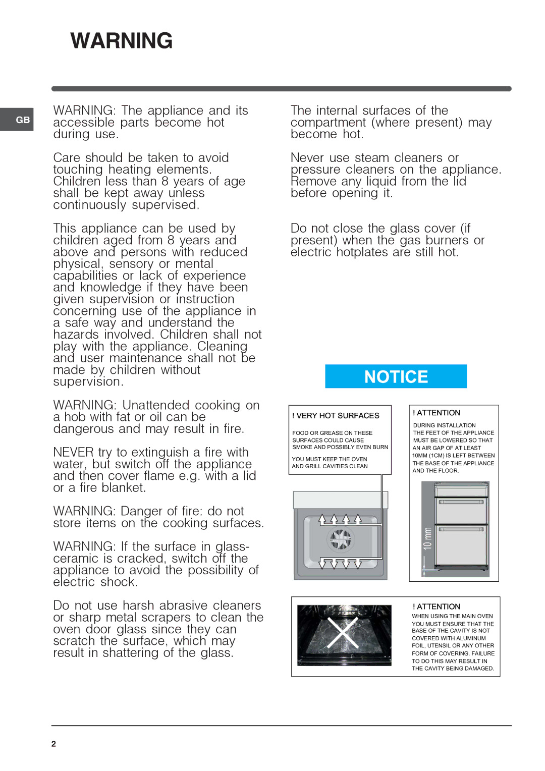 Indesit KD6C35W S, KT6C3, KDP60C S manual Very HOT Surfaces 