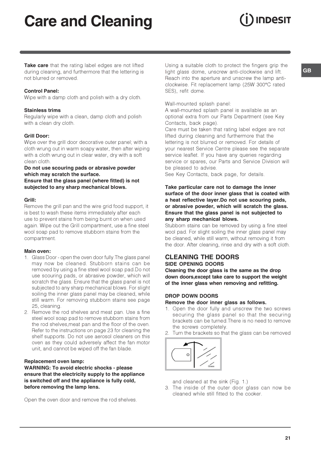 Indesit KDP60C S, KT6C3, KD6C35W S manual Side Opening Doors, Drop Down Doors 