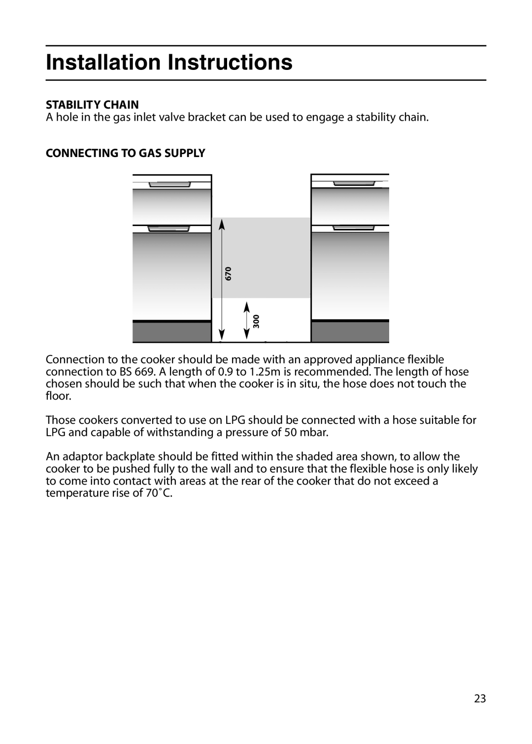 Indesit KT6G2W, KT6G2M manual Stability Chain, Connecting to GAS Supply 