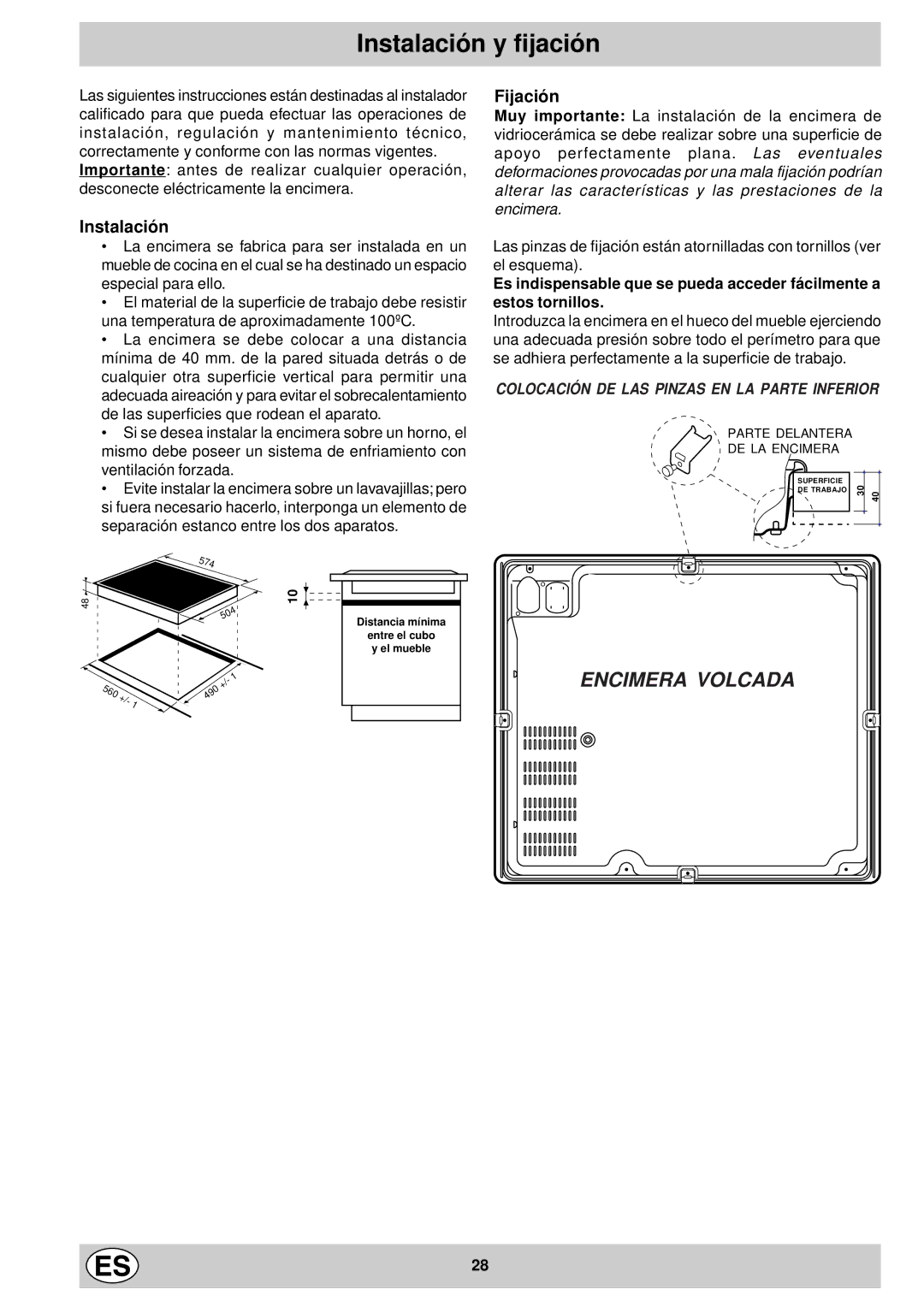 Indesit mk 64 r manual Instalación y fijación, Fijación 