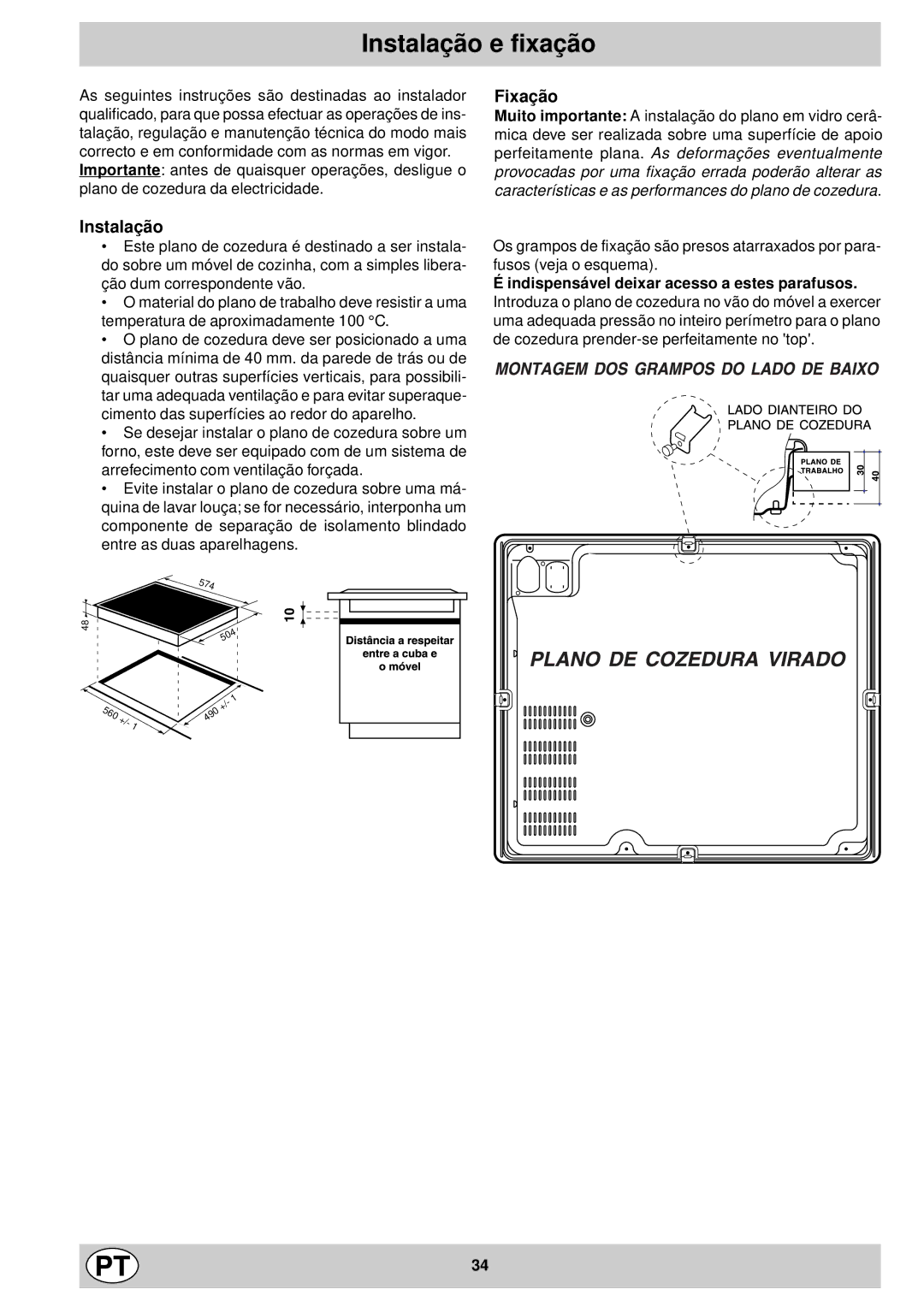 Indesit mk 64 r manual Instalação e fixação, Fixação 