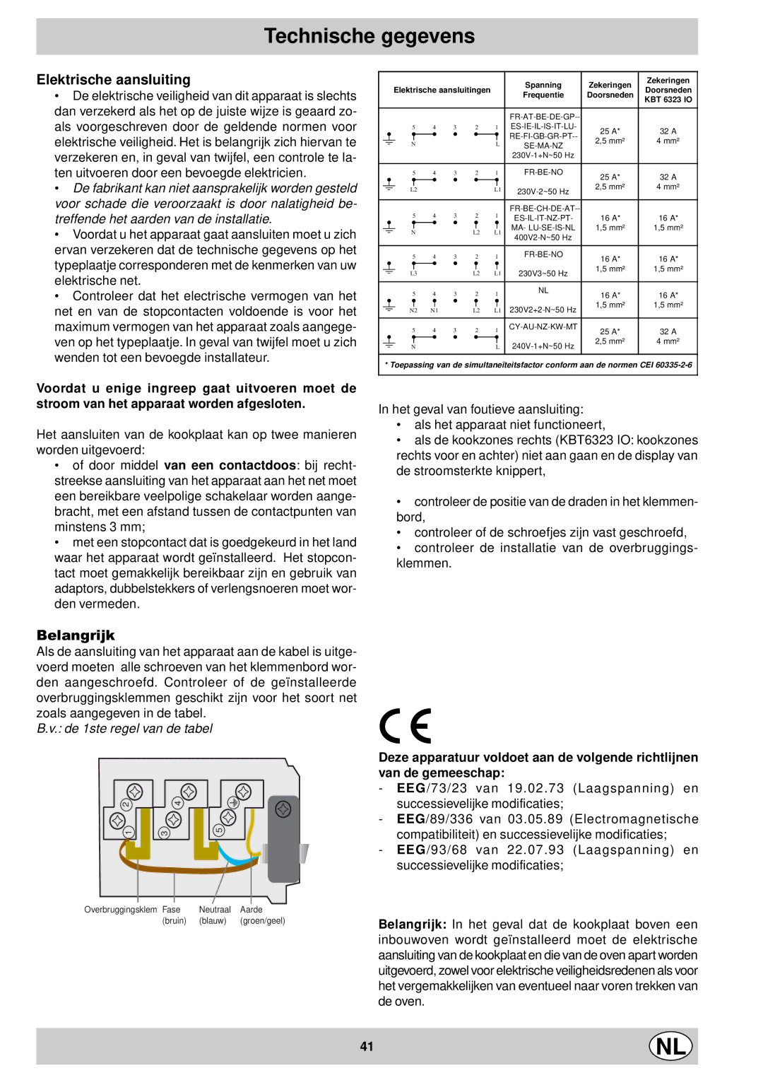 Indesit mk 64 r manual Technische gegevens, Elektrische aansluiting 