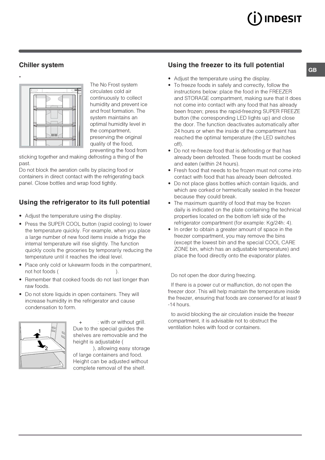 Indesit NBAA 33 NF NX D manual Chiller system, Using the refrigerator to its full potential, No Frost 