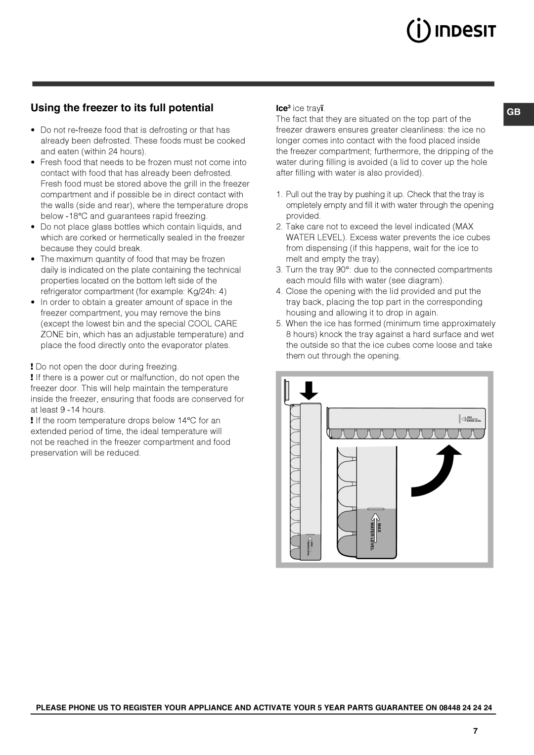 Indesit NCAA 55 XX (UK), CA 55 XX (UK) manual Using the freezer to its full potential 
