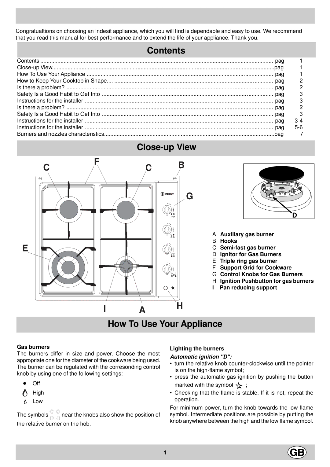 Indesit P 640 TC (IX) manual Contents, Close-up View, How To Use Your Appliance 