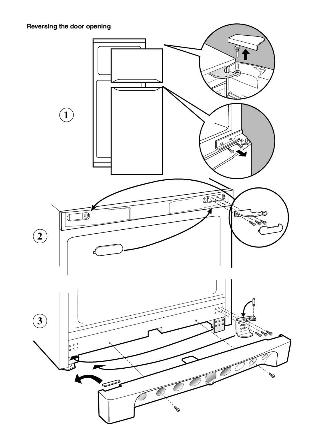 Indesit R 24 - R 24 S manual Reversing the door opening 