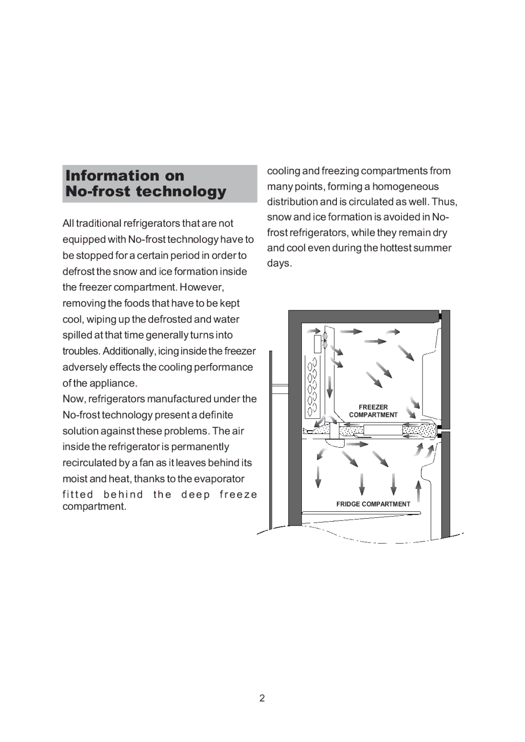 Indesit R45NFUK owner manual Information on No-frost technology 