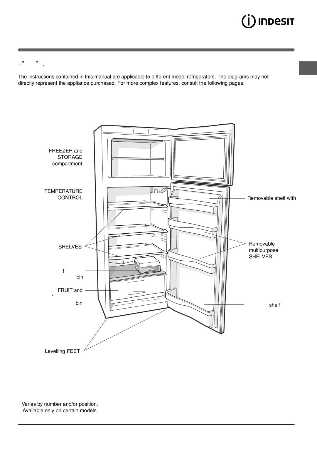 Indesit RA 24I S manual Description of the appliance, Overall view, Bottle shelf 