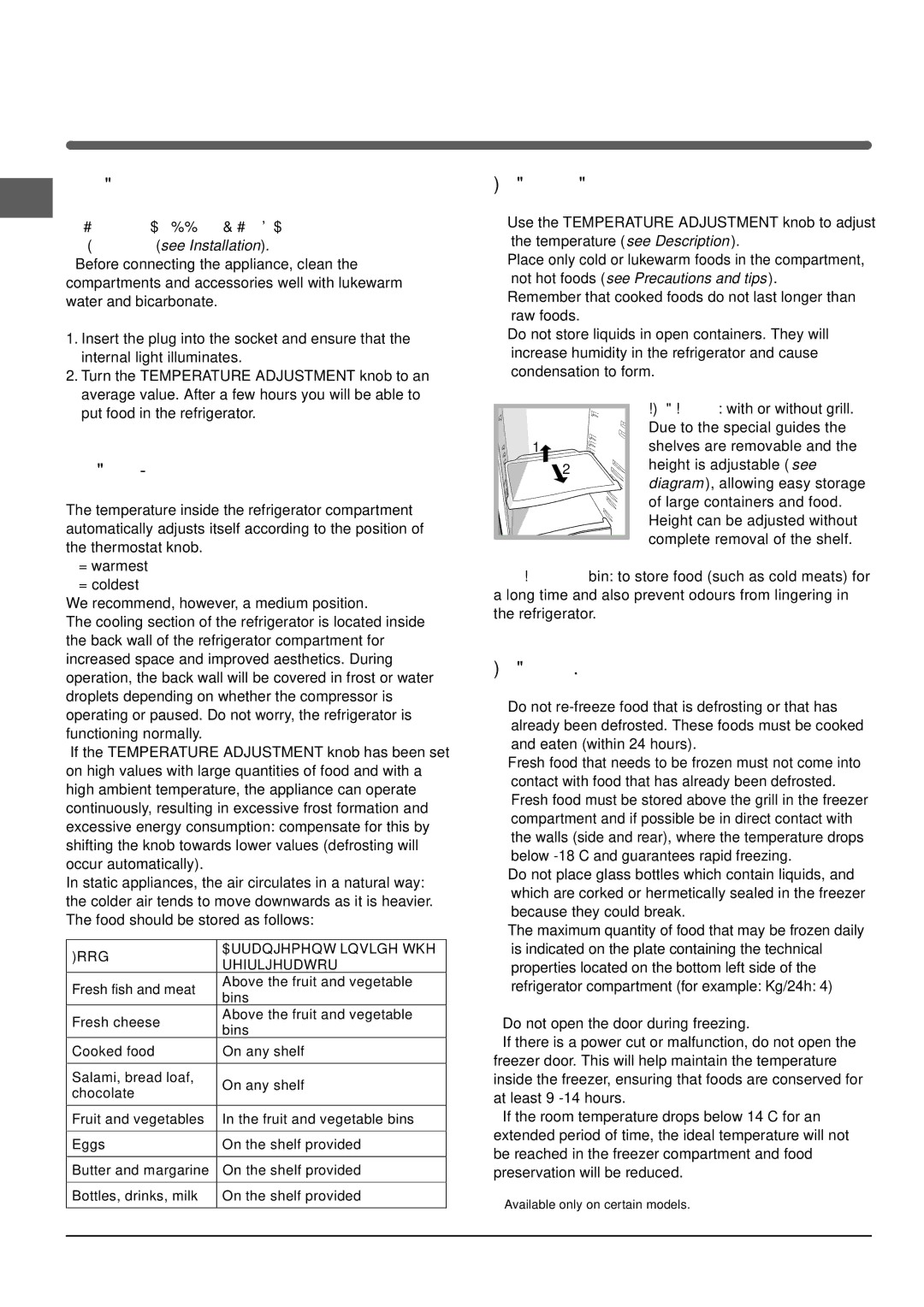 Indesit RA 24I S manual Start-up and use, Starting the appliance, Using the refrigerator to its full potential 