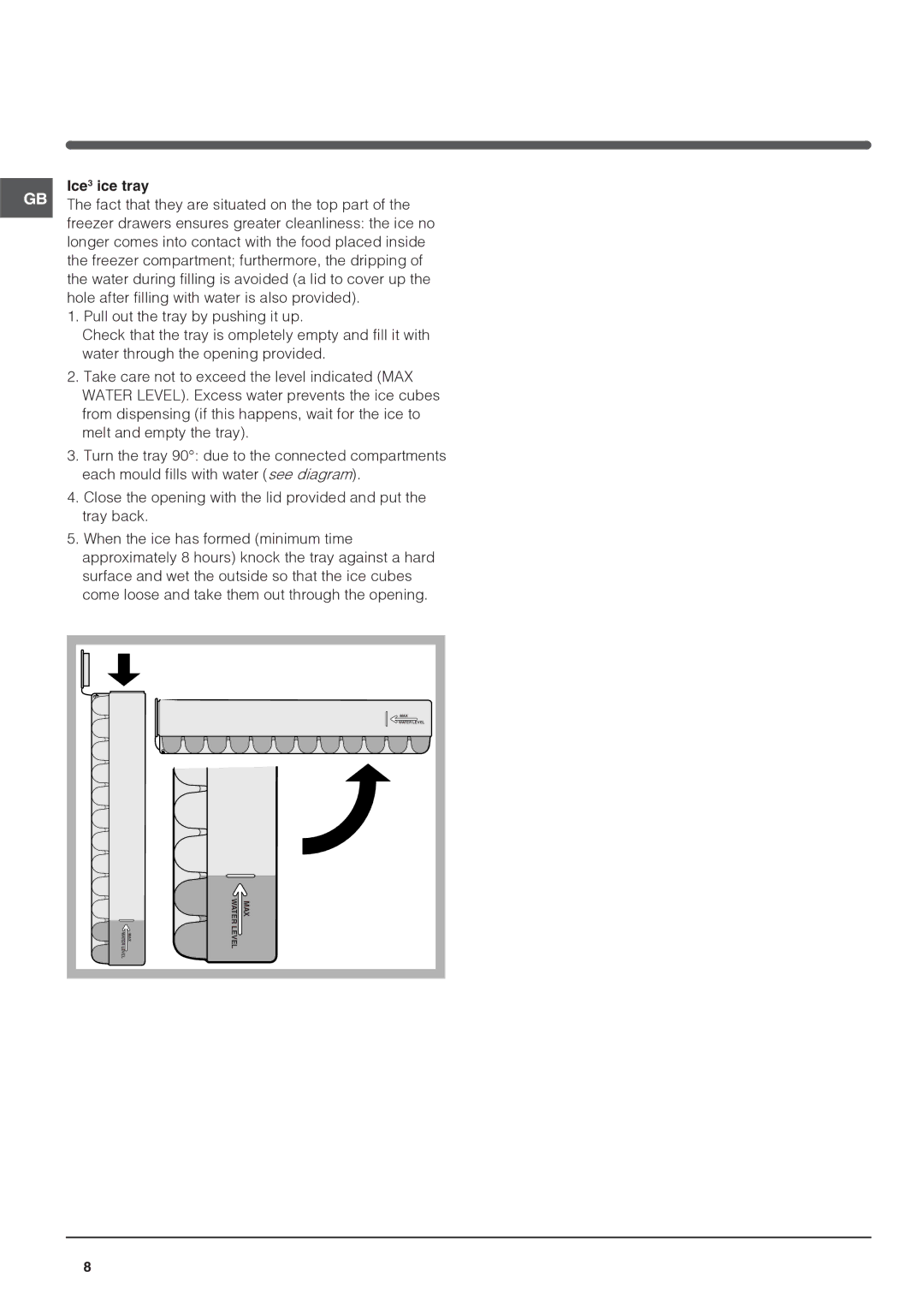 Indesit Refrigerator manual Ice3 ice tray 