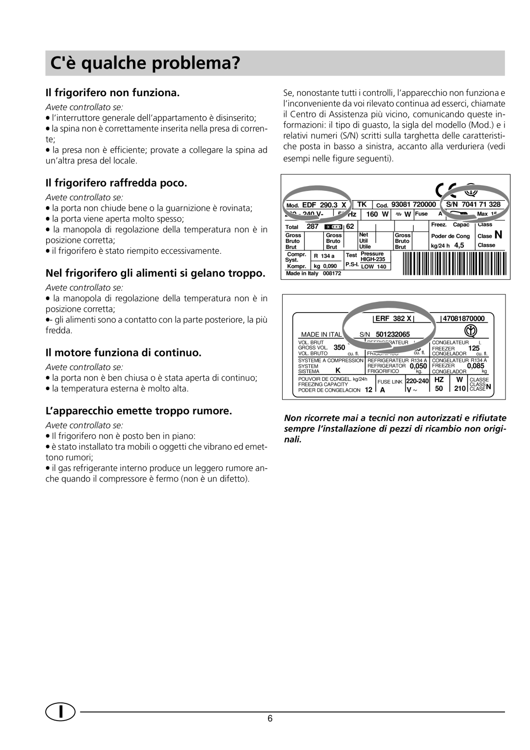 Indesit RG1142 manual Cè qualche problema? 