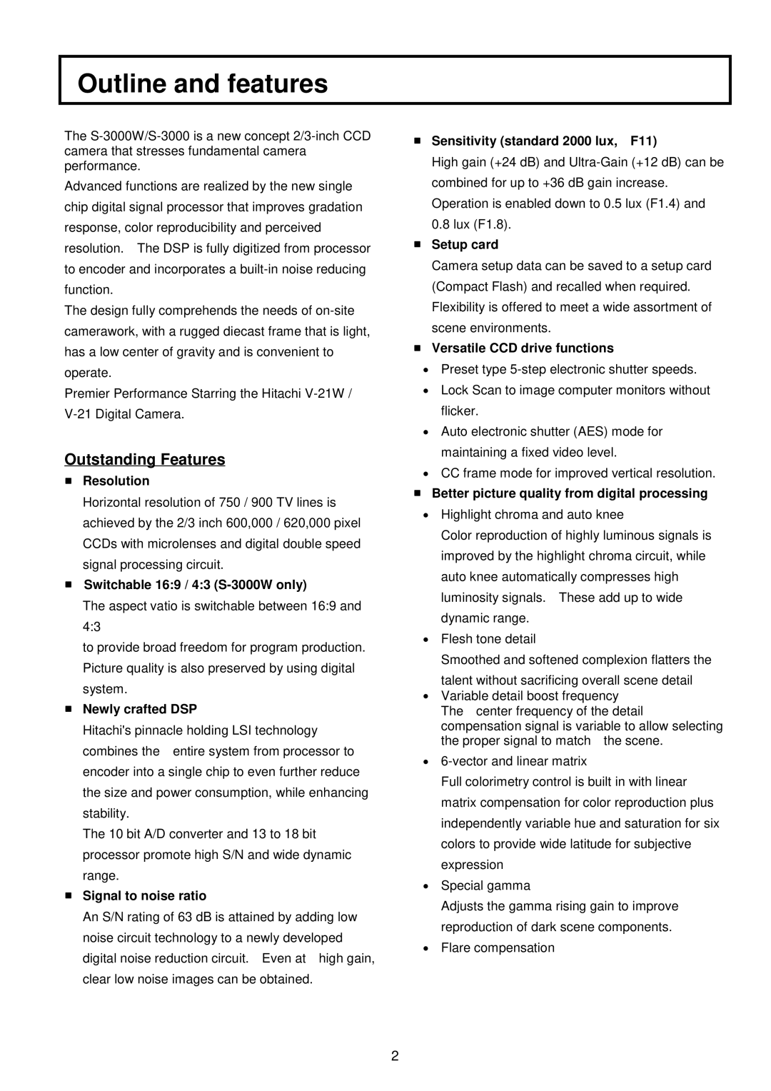 Indesit S-3000W operating instructions Outline and features, Outstanding Features 