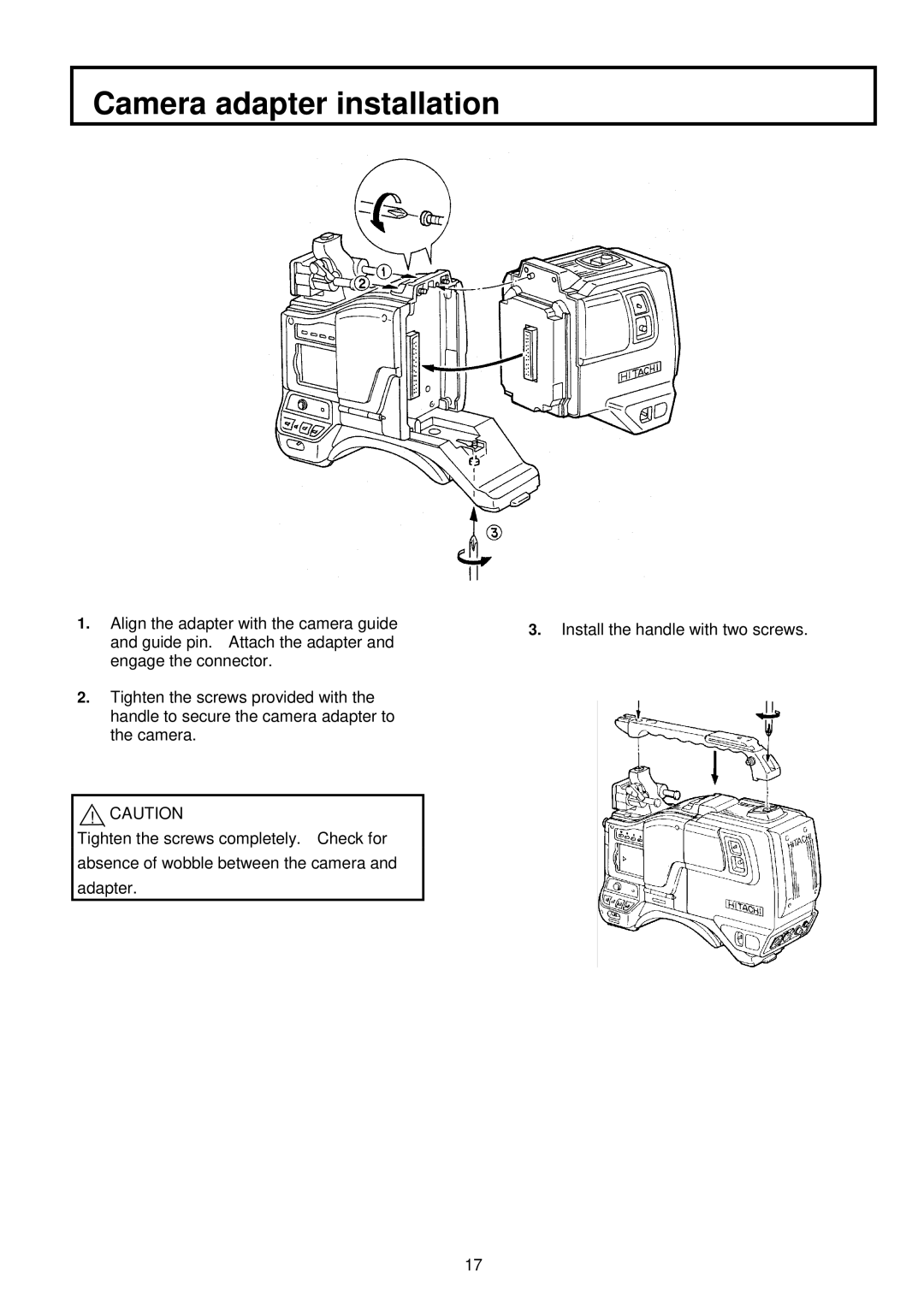 Indesit S-3000W operating instructions Camera adapter installation 