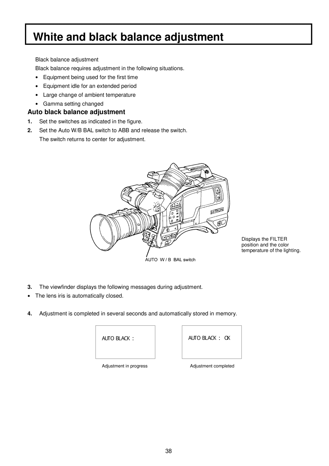 Indesit S-3000W operating instructions Auto black balance adjustment, Auto Black Auto Black OK 