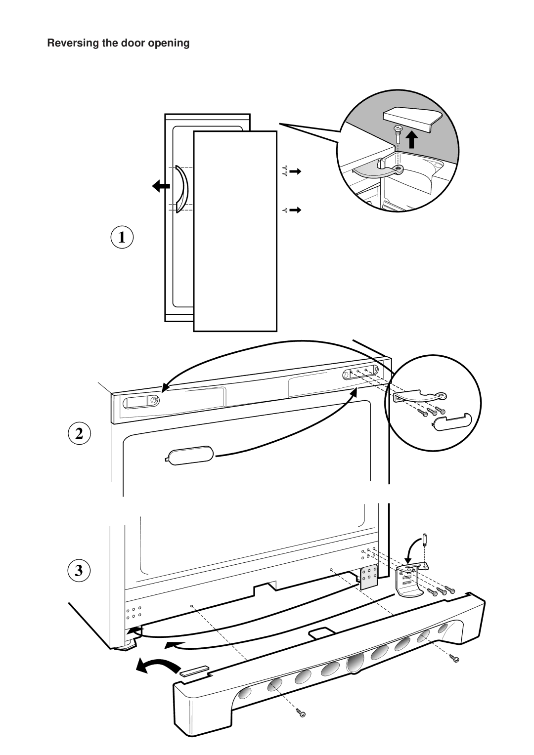 Indesit SA300 I manual Reversing the door opening 