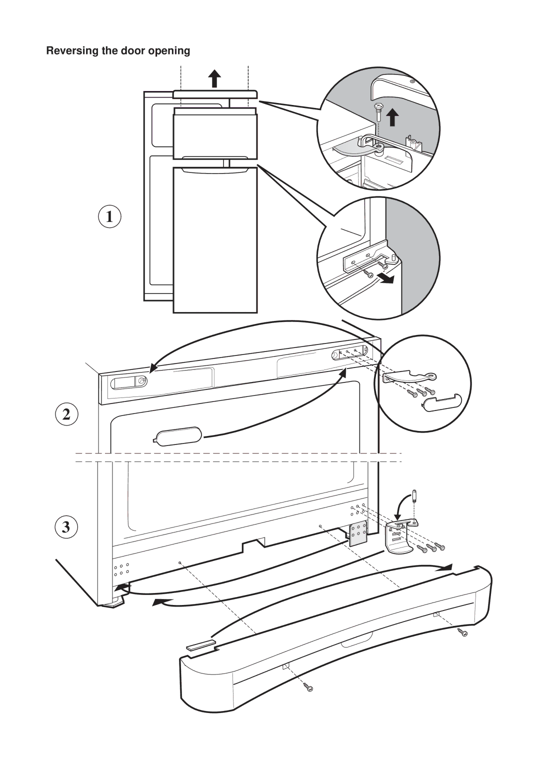 Indesit TA 5 FNF S manual Reversing the door opening 