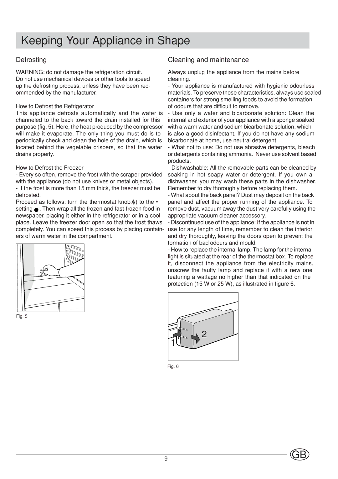 Indesit TA5-TA5S manual Keeping Your Appliance in Shape, Defrosting, Cleaning and maintenance 