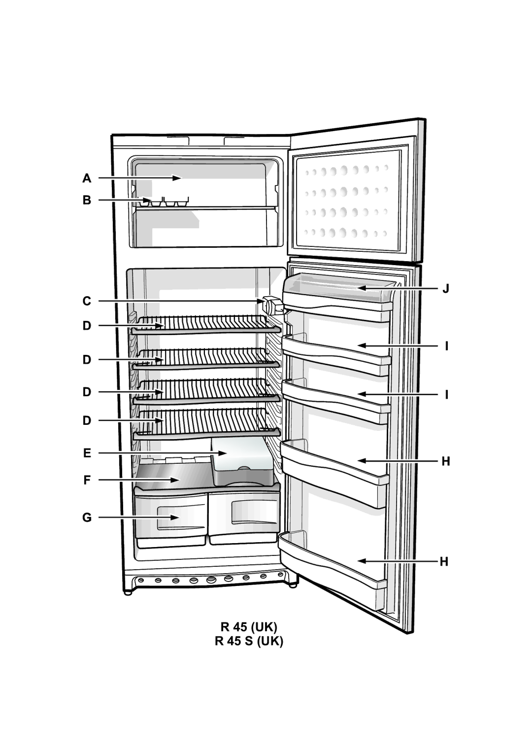 Indesit Two-Door Refrigerator/Freezer manual 45 UK 