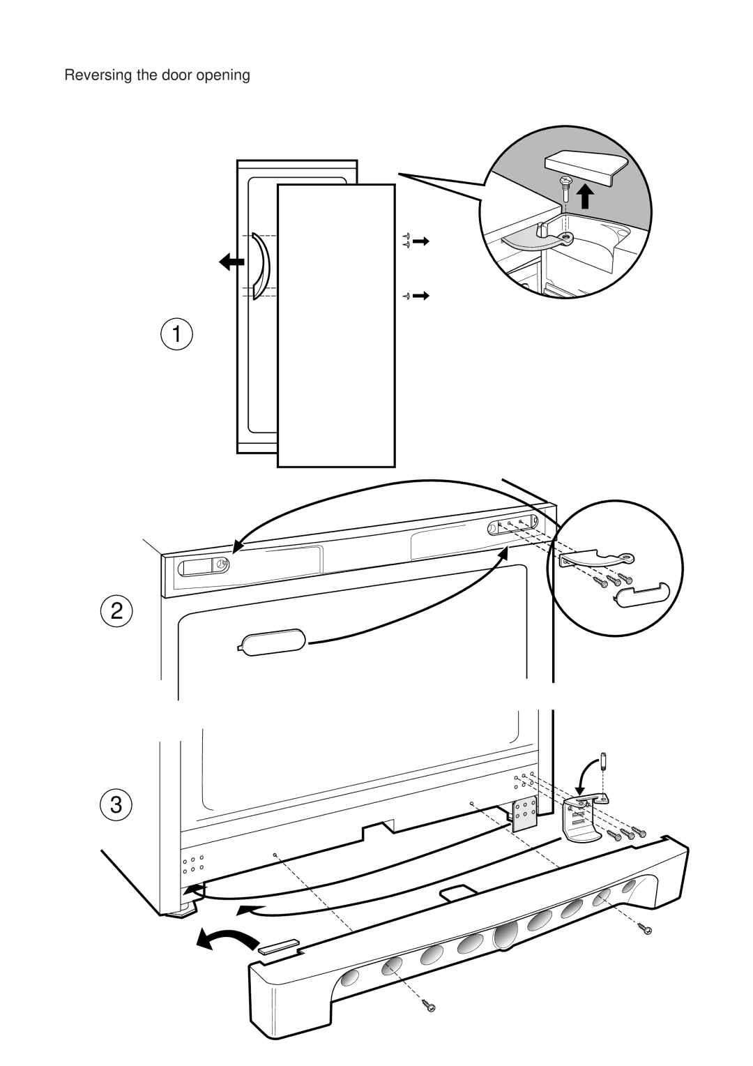 Indesit UFA 430 I manual Reversing the door opening 