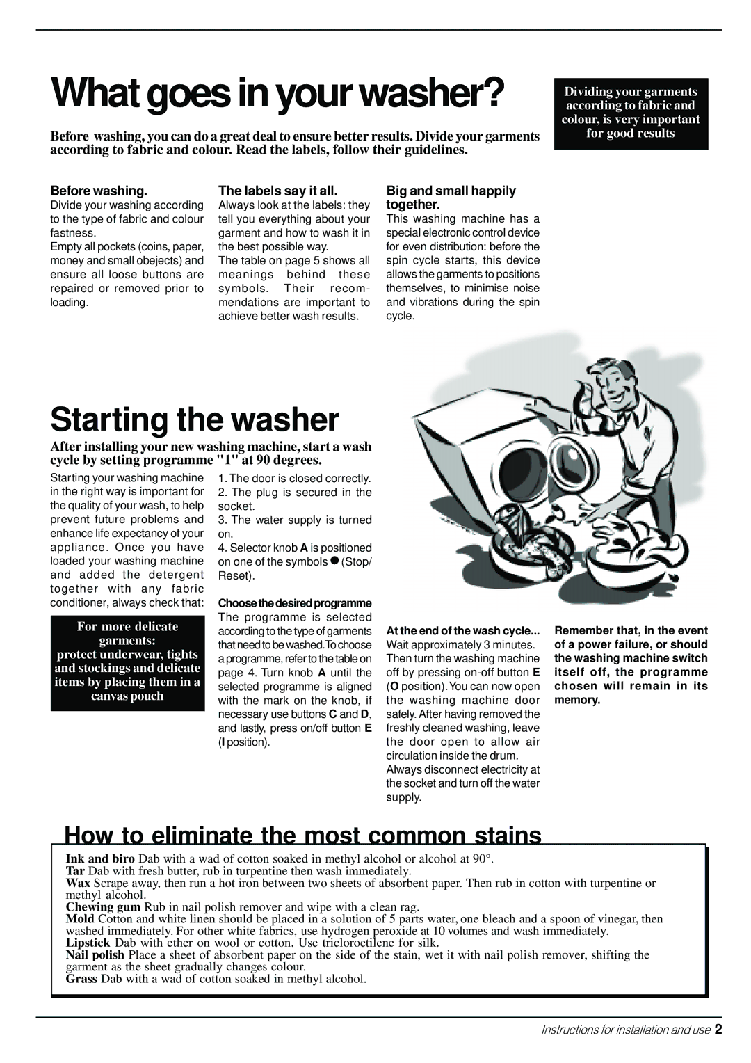 Indesit W 101 manual What goes in your washer?, At the end of the wash cycle 