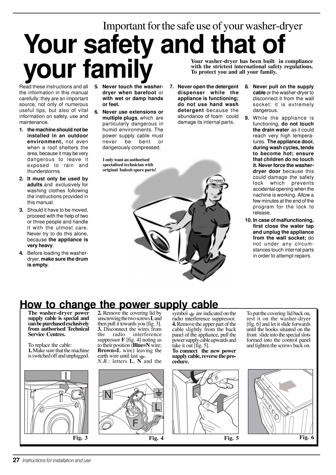 Indesit WD 125 TS manual Your safety and that 