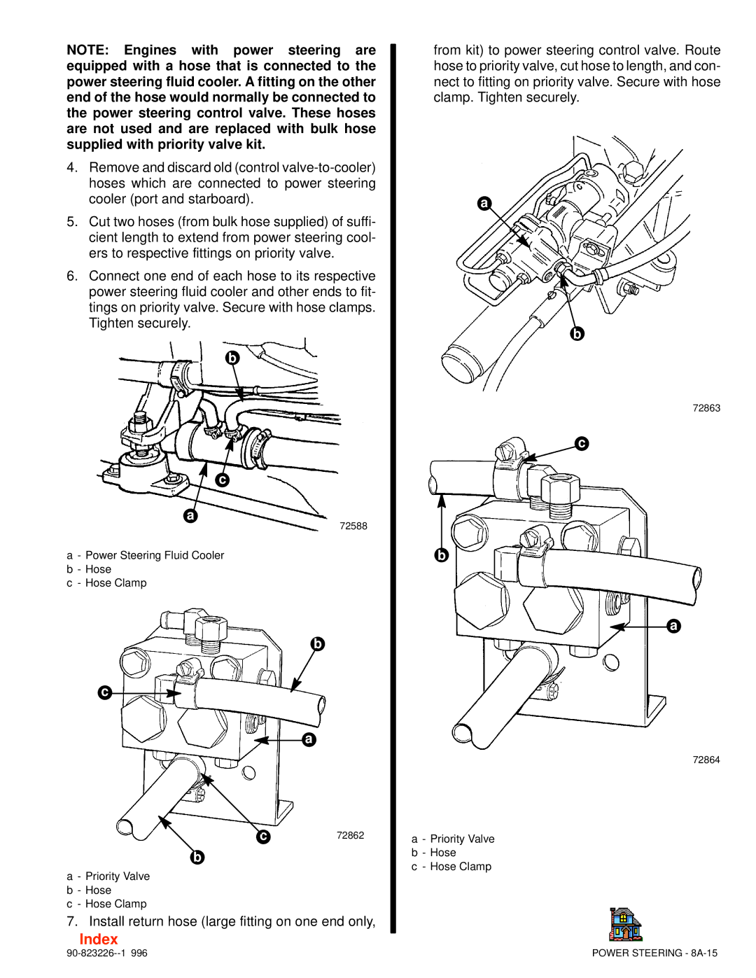 Index Interfurn 90-823226 manual Install return hose large fitting on one end only 