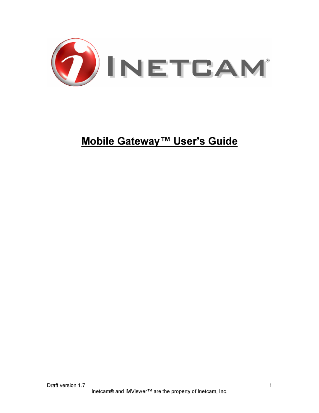 Inetcam manual Mobile Gateway User’s Guide 