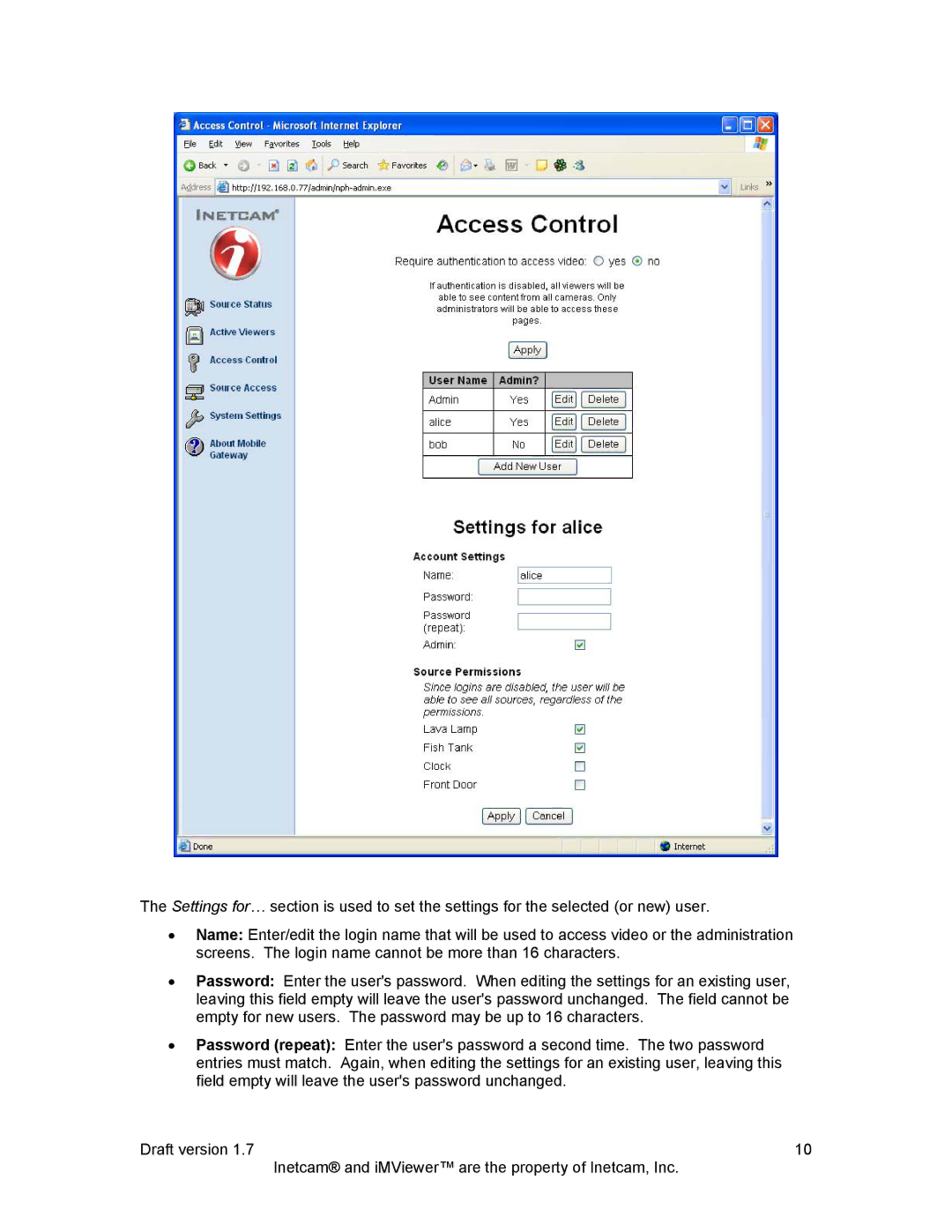 Inetcam Mobile Gateway manual 