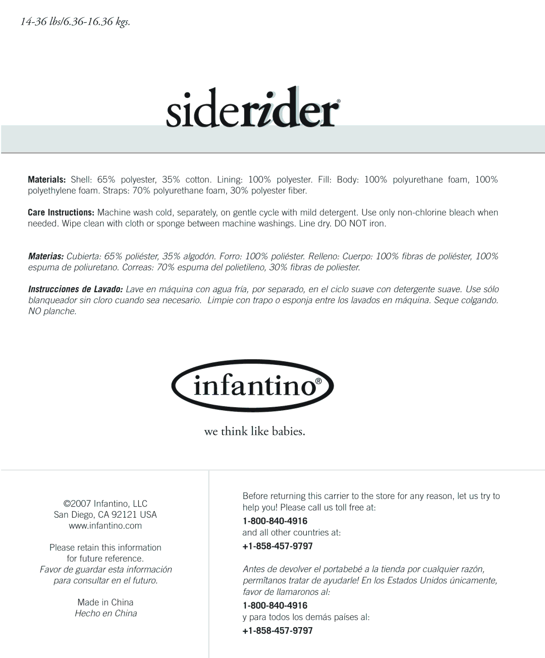 Infantino Baby Carrier I manual 