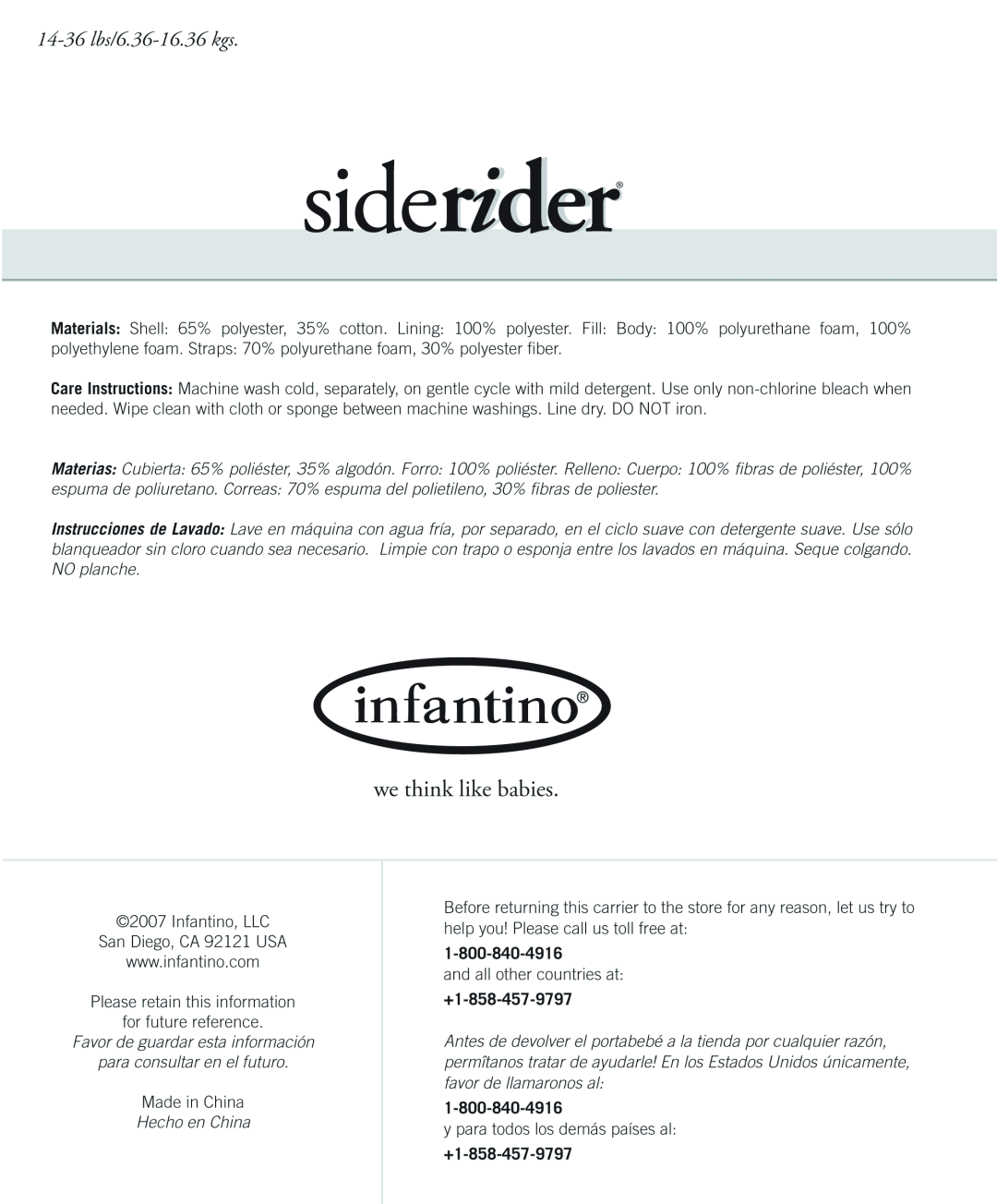 Infantino Baby Carrier I manual 