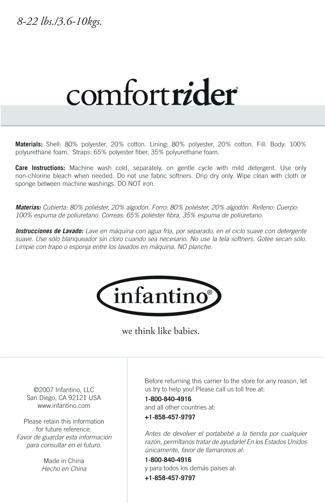 Infantino Comfort Rider manual 