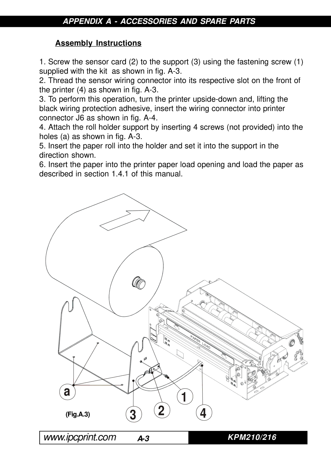 Infinite Peripherals KPM-210, 216 user manual Assembly Instructions, Fig.A.3 