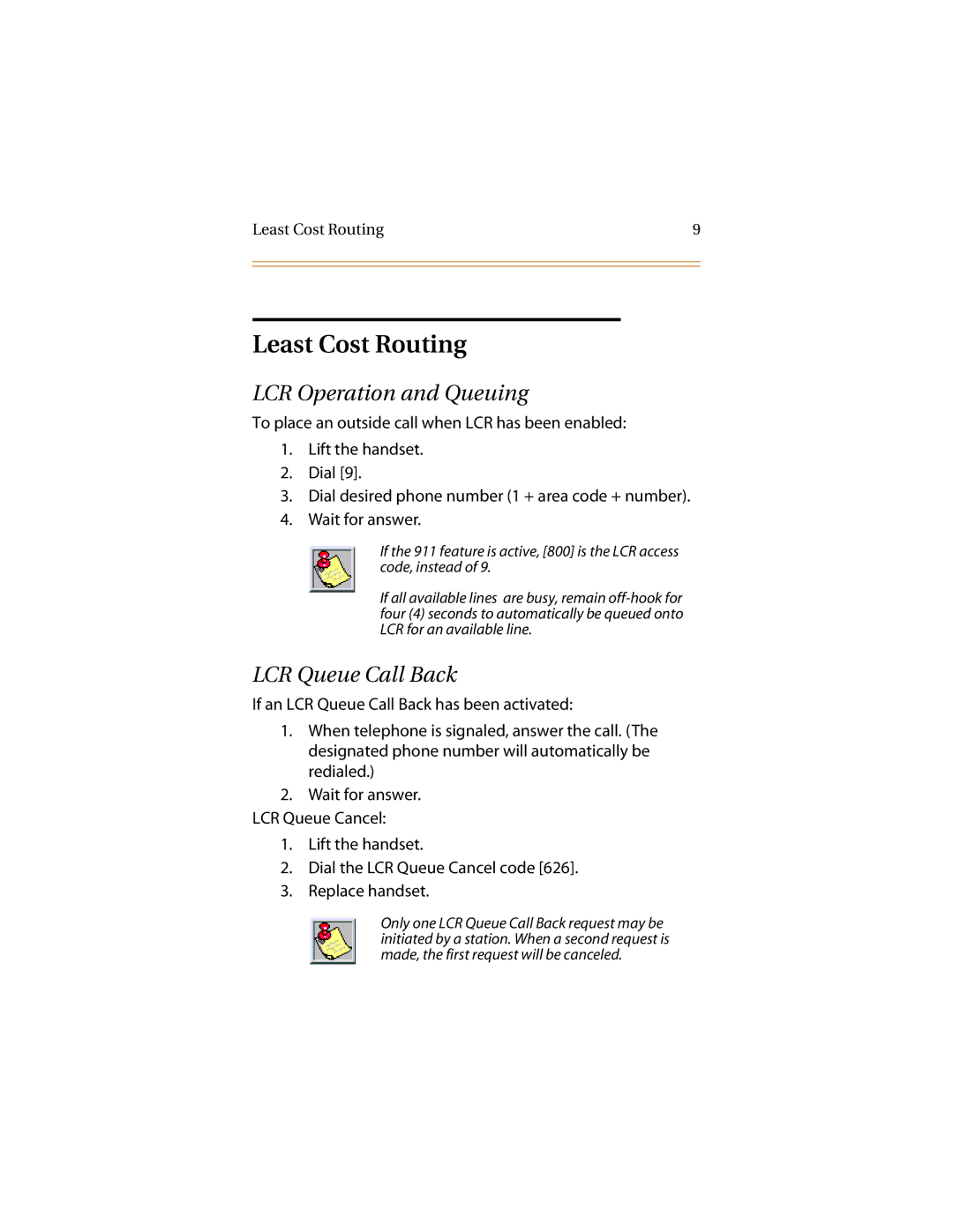 Infinite Peripherals Mach I, II/III/IV manual Least Cost Routing, LCR Operation and Queuing, LCR Queue Call Back 