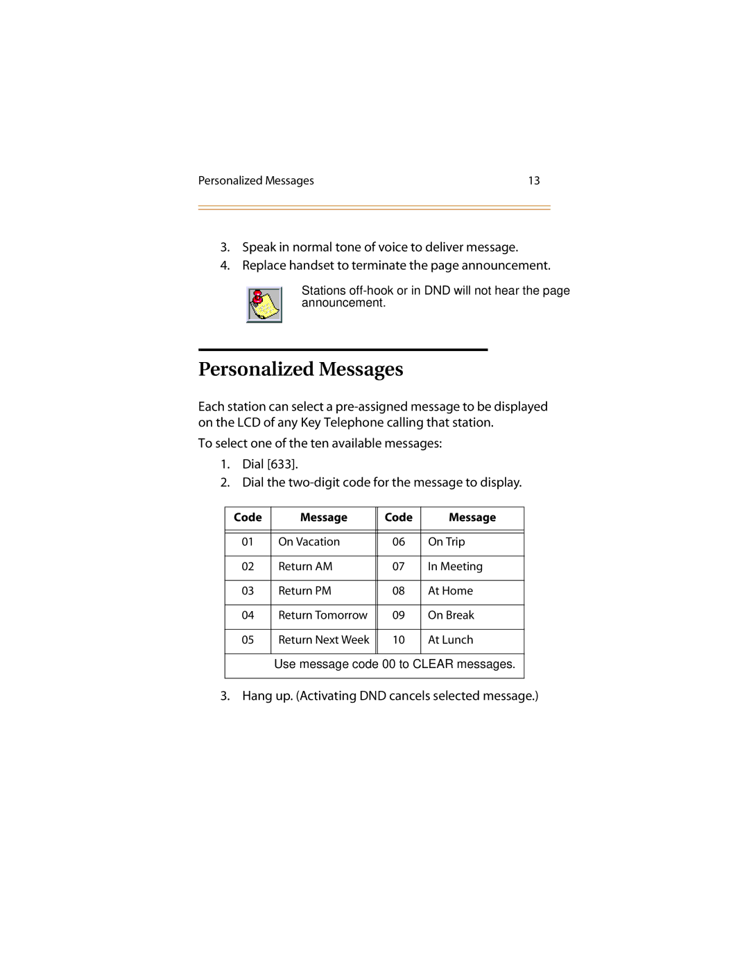 Infinite Peripherals Mach I, II/III/IV manual Personalized Messages, Code Message 