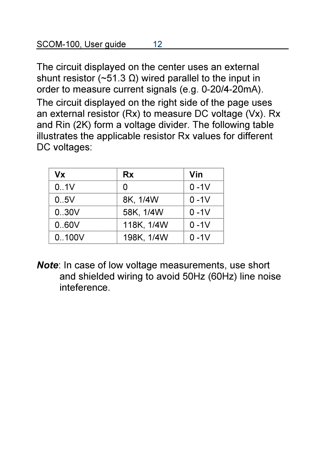 Infinite Peripherals SCOM-100 manual Vin 