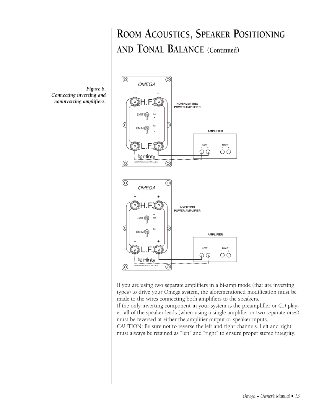 Infiniti 9301297-001 owner manual Room ACOUSTICS, Speaker Positioning and Tonal Balance 