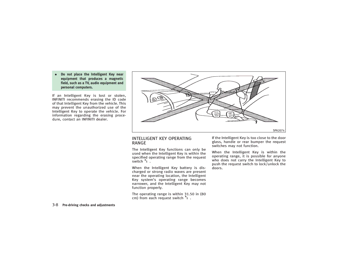 Infiniti S51-D owner manual Intelligent KEY Operating Range 