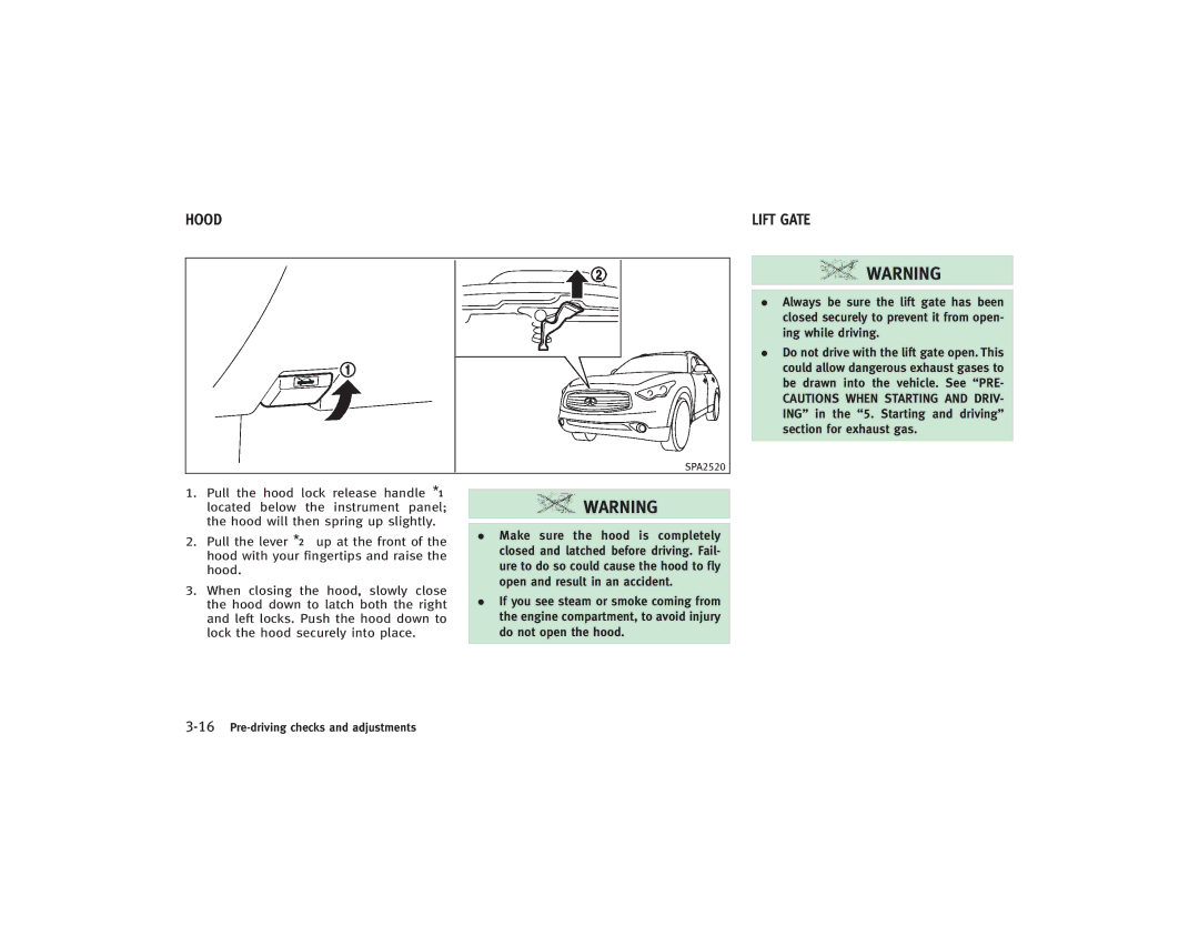 Infiniti S51-D owner manual Hood 