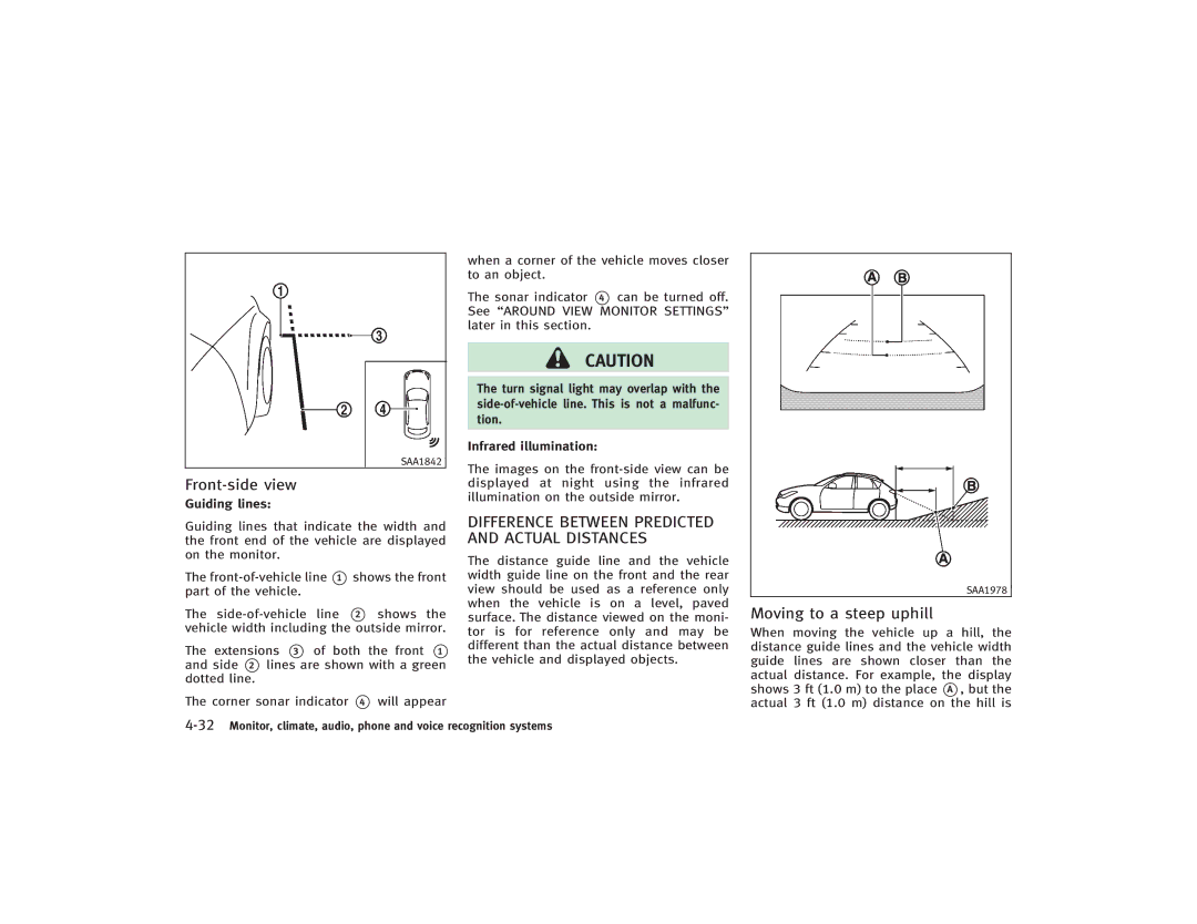 Infiniti S51-D owner manual Front-side view, Moving to a steep uphill 