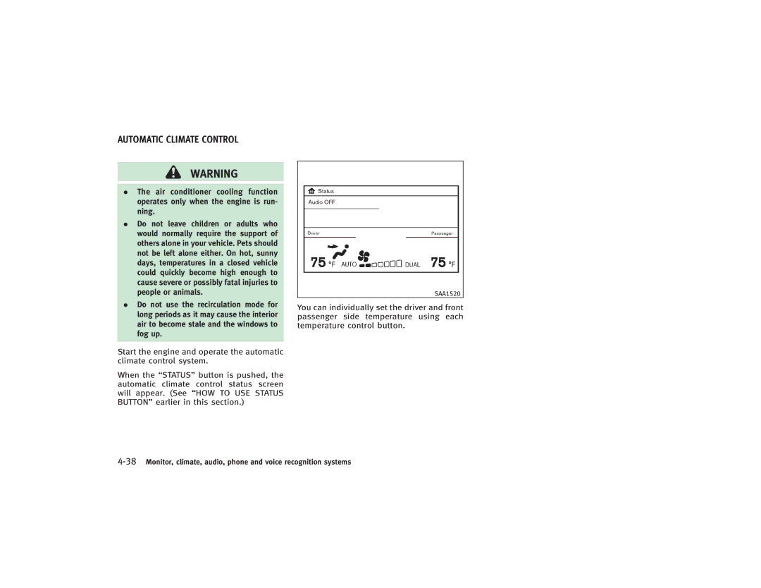 Infiniti S51-D owner manual Automatic Climate Control 